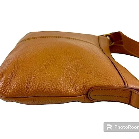 Fossil Cognac Brown Pebbled Leather Crossbody Bag - Picture 6 of 13
